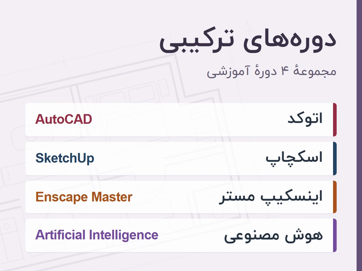 دوره های آموزشی اتوکد، اسکچاپ، اینسکیپ و هوش مصنوعی