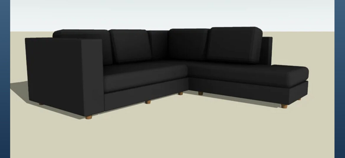 دانلود مدل سه بعدی کاناپه مشکی برای اسکچاپ (آبجکت کاناپه مشکی) رایگان + فایل obj