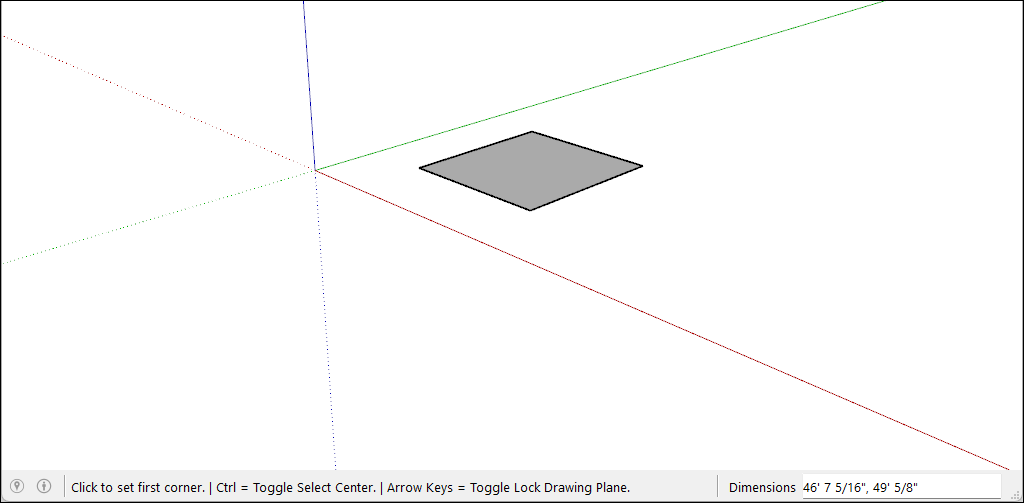 ترسیم مستطیل روی محورهای SketchUp