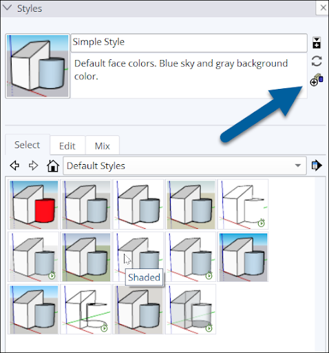 پنل Styles در SketchUp