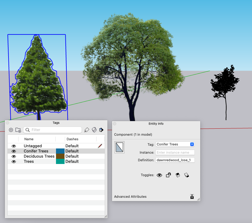 کنترل نمایش عناصر معماری با Tags در SketchUp
