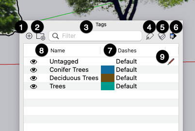 پنل Tags در SketchUp و کنترل Visibility