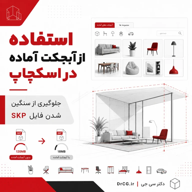 استفاده درست از آبجکت آماده SketchUp و جلوگیری از سنگین شدن فایل SKP